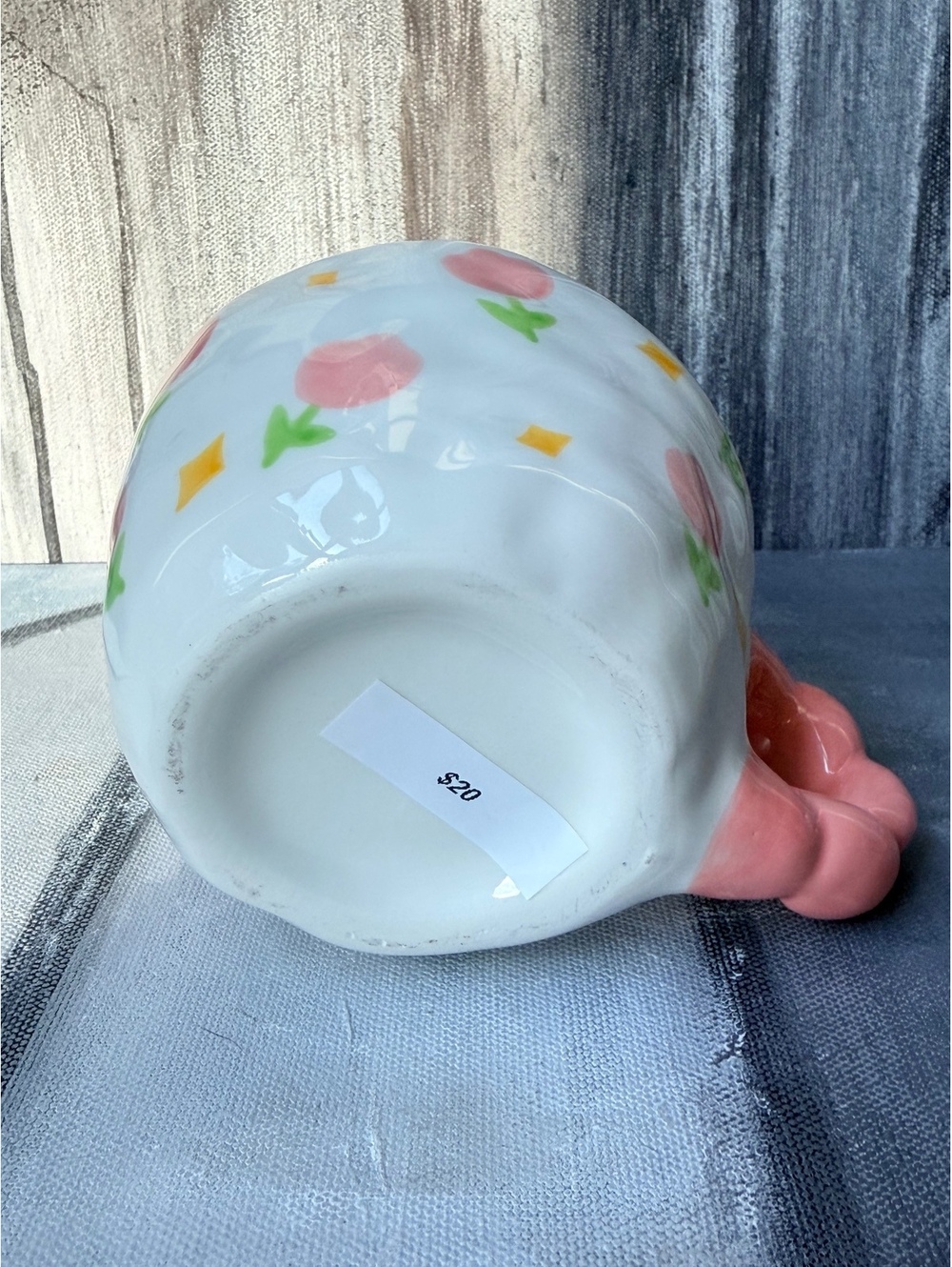 Vintage Pink Tulip Mug Japanese Kawaii Ceramic Cup Floral Cottagecore - Picture 3 of 7